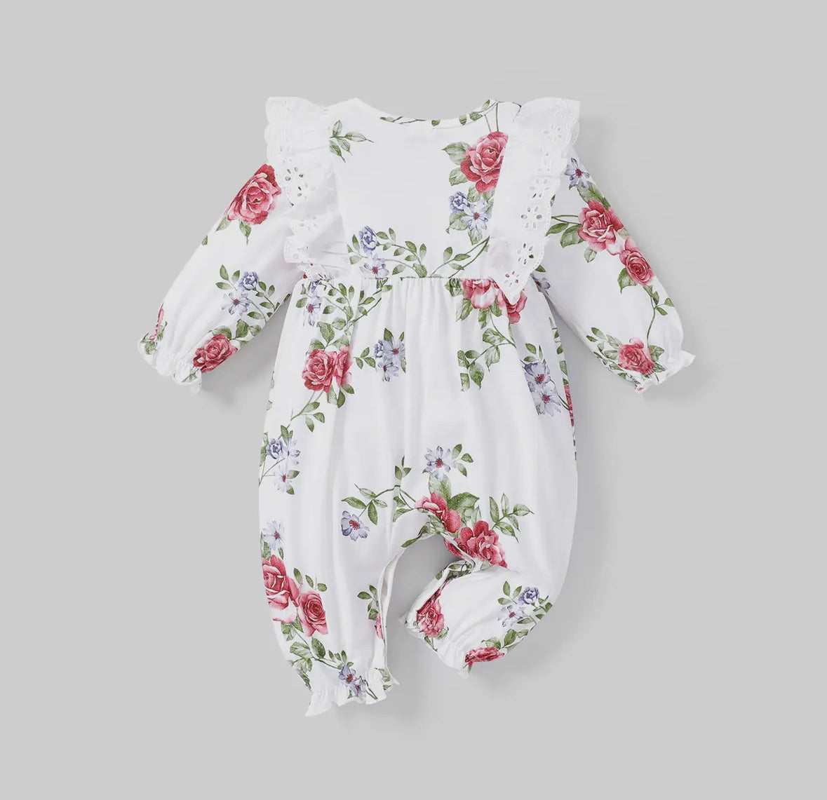 Floral Ruffle White Bow