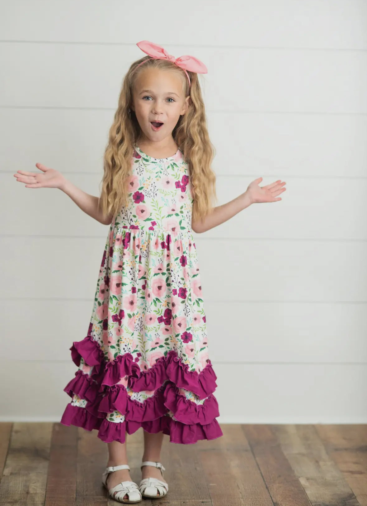 Kids Plum Floral Summer Dress