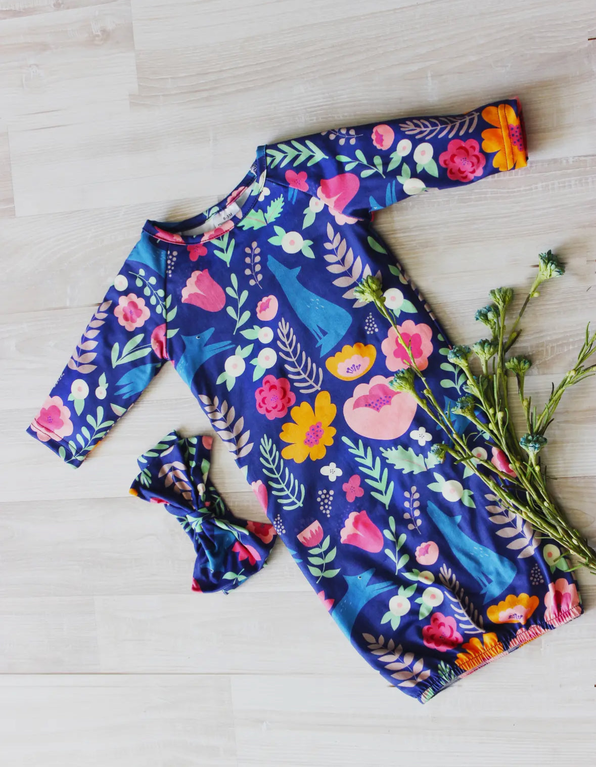 Fox Infant Gown and Bow Headband