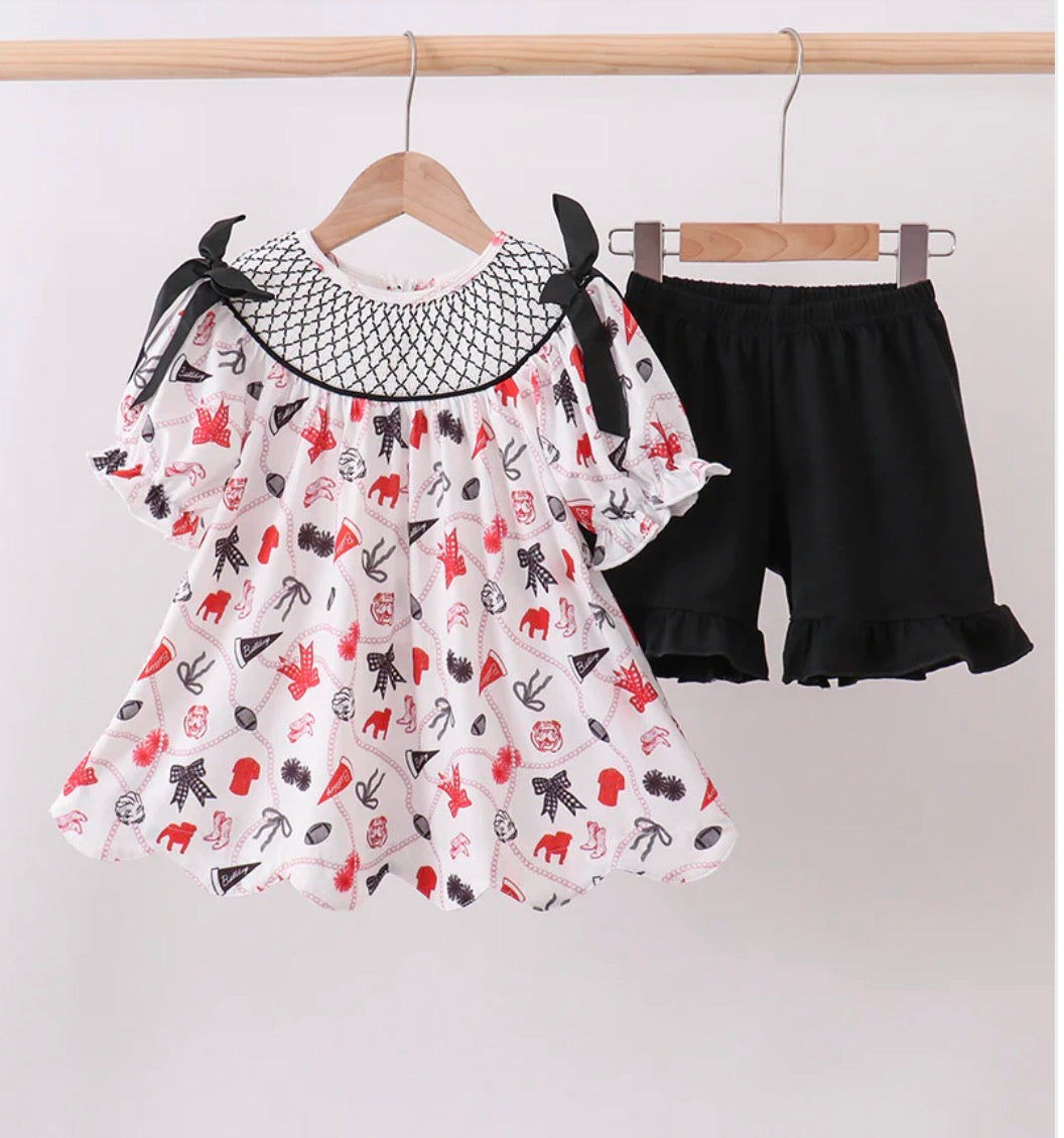 Black Georgia Smocked Short Set