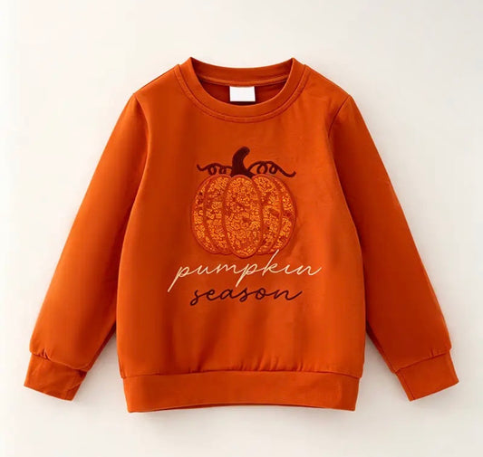 Rust Orange Sequin Pumpkin Swaetshirt