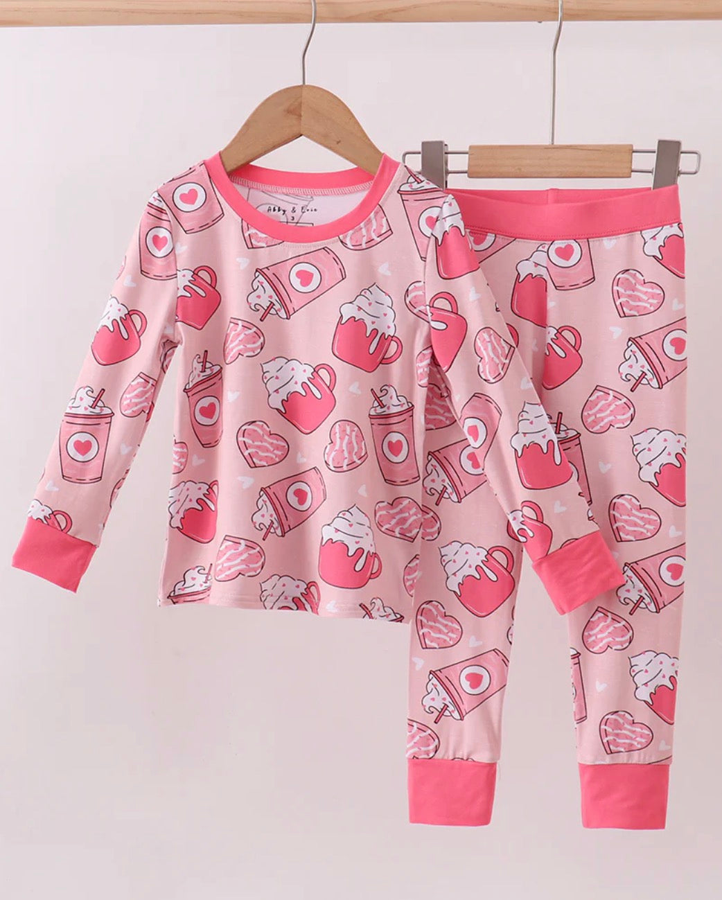 Pink Heart Bamboo Pajama Pamt Set