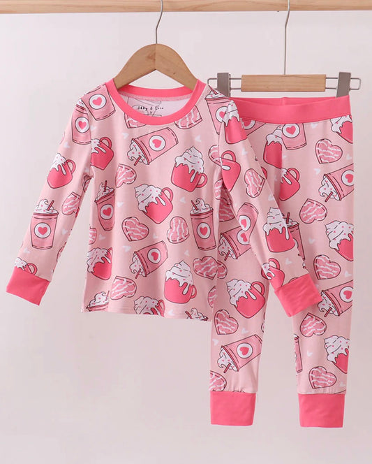 Pink Heart Bamboo Pajama Pamt Set