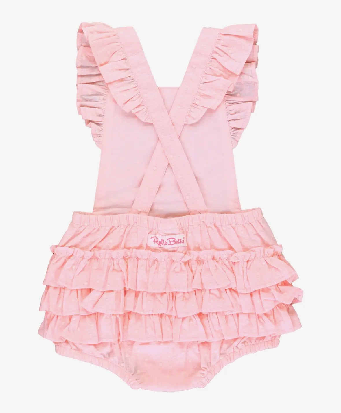 Pink Embroidered Vintage Dot Flutter Overall Romper