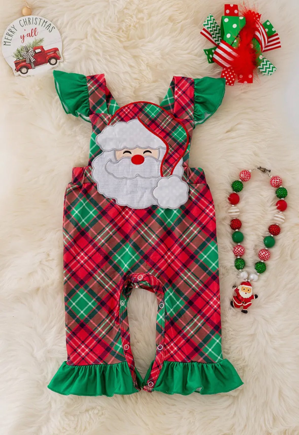 Santa Plaid Romper