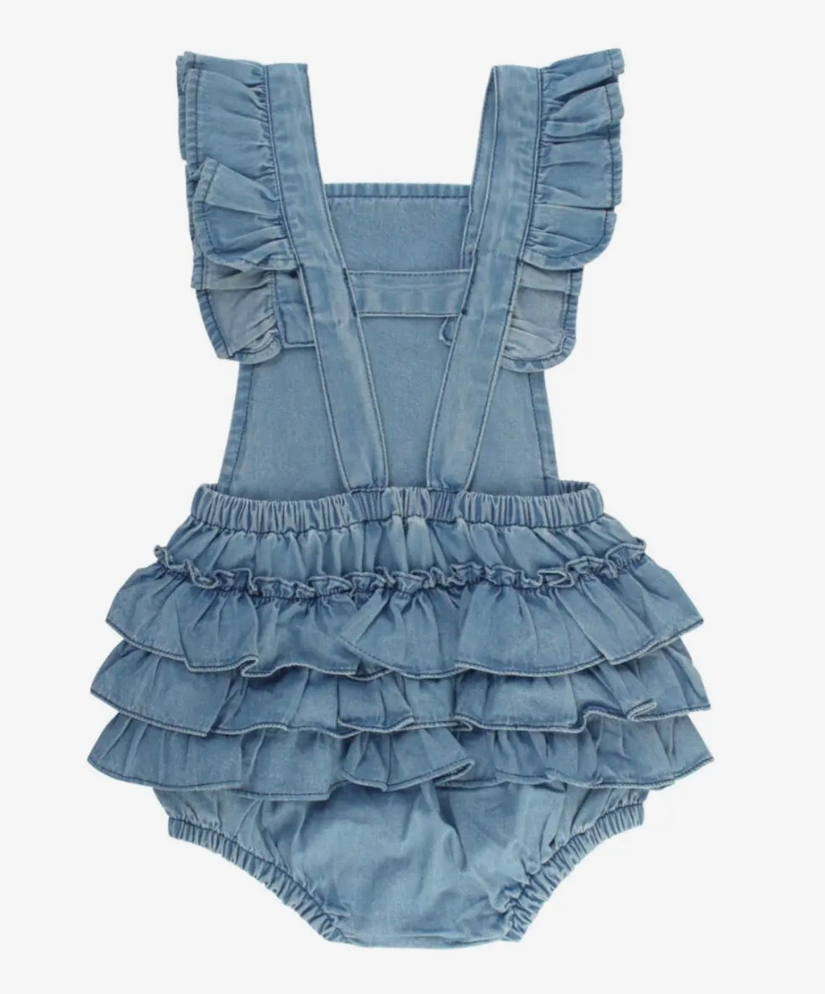 Light Wash Denim Woven Overall Romper