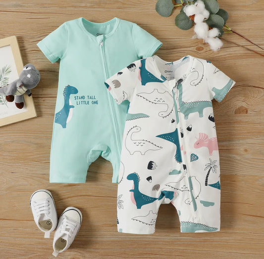 2 Pack Boy Short Sleeve Romper