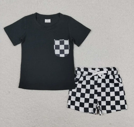 Black and White Check Short Set