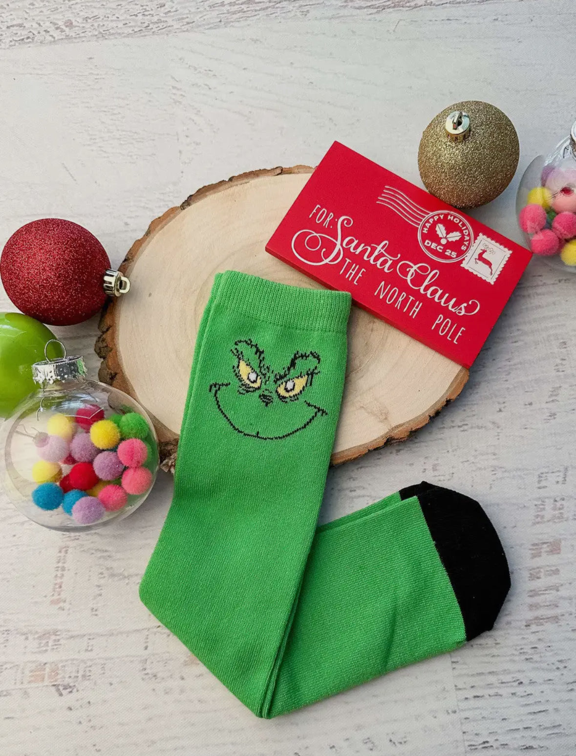 Lime Green Grinch Tube Socks